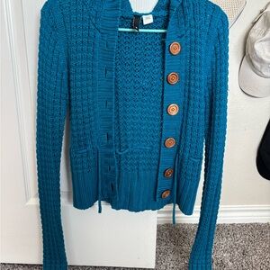 Teal Button-Up Women's Sweater